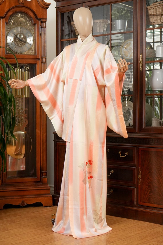DEAR VANILLA Authentic Traditional Japanese Homongi Kimono for Women Vintage Silk Robe Made in Japan KMH-0060