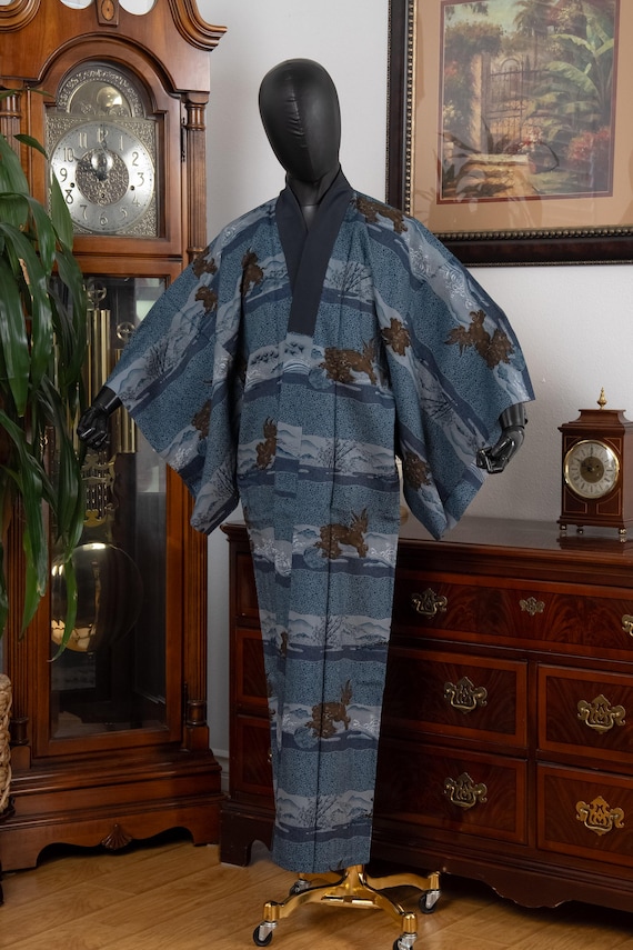 DEAR VANILLA Authentic Vintage Men's Kimono Juban Traditional Japanese Undergown Robe Made in Japan Original MJU-0181