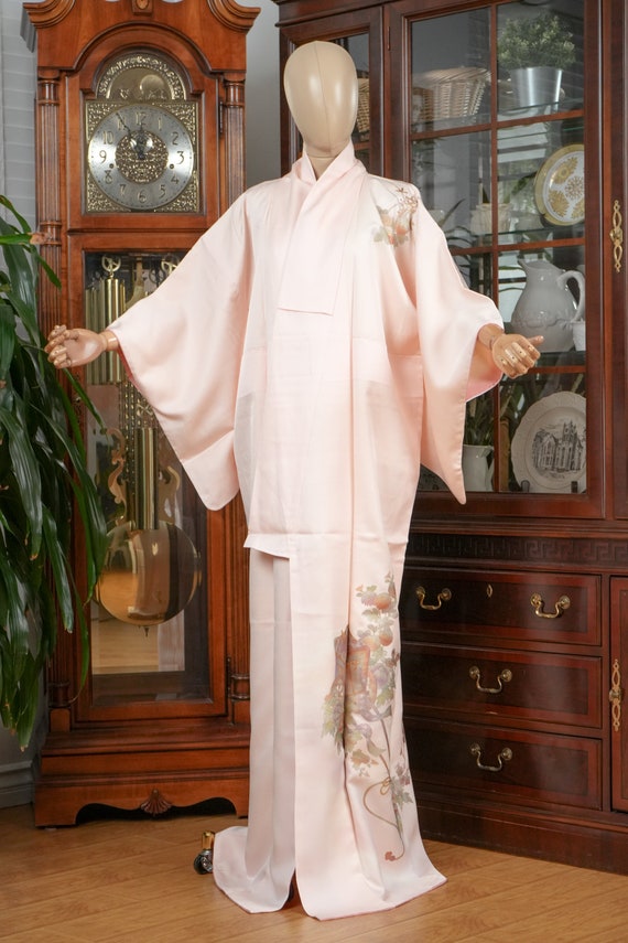 DEAR VANILLA Authentic Traditional Japanese Homongi Kimono for Women Vintage Silk Robe Made in Japan KMH-0051