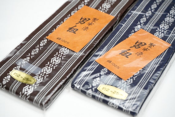 DEAR VANILLA Authentic Japanese Men's Kimono OtokoJime Vintage Samurai Obi Sash Belt Made in Japan MOB-0099