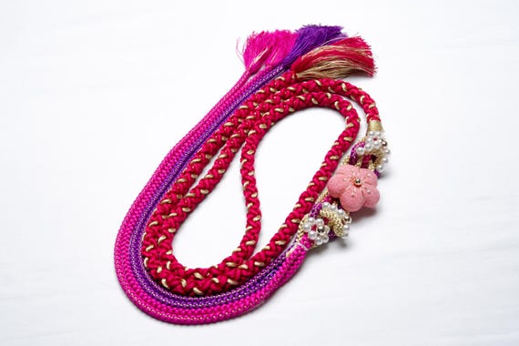 DEAR VANILLA Japanese Ornament Obijime Cord for Furisode Kimono Silk Obi Belt Fastener Accessory Rope Made in Japan OCF-0084