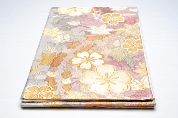 DEAR VANILLA Authentic Japanese Kimono Silk Fukuro Obi for Women Vintage Sash Belt Made in Japan OB-0332