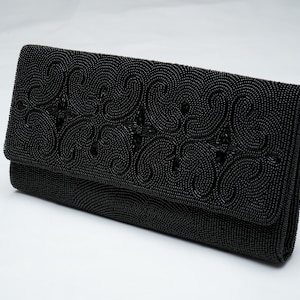 QUERIDA VAINILLA Bolso de mano estilo kimono con cuentas japonesas auténticas, estilo vintage, fabricado en Japón PU-0282