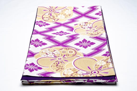 DEAR VANILLA Authentic Japanese Kimono Silk Fukuro Obi for Women Vintage Sash Belt Made in Japan OB-0373