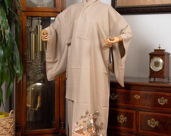 DEAR VANILLA Authentic Traditional Japanese Tomesode Kimono for Women Vintage Silk Robe Made in Japan KMT-0207