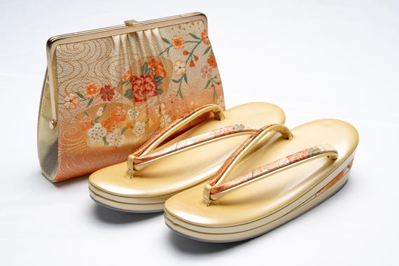 DEAR VANILLA Authentic Japanese Kimono Purse Handbag Zori Set Vintage Made in Japan PU-0360