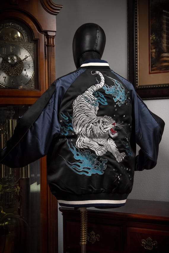 DEAR VANILLA Sukajan Yokosuka Bomber Embroidery Souvenir Jacket Japanese Style Dragon Tiger Phoenix Oni Lion SKJ-0007