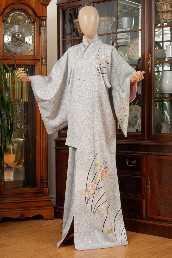 DEAR VANILLA Authentic Traditional Japanese Homongi Kimono for Women Vintage Silk Robe Made in Japan KMH-0065