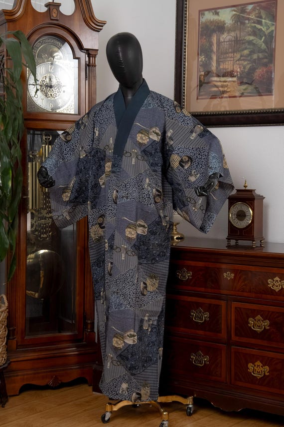 DEAR VANILLA Authentic Vintage Men's Kimono Juban Traditional Japanese Undergown Robe Made in Japan Original MJU-0232