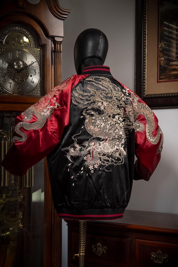 DEAR VANILLA Sukajan Yokosuka Bomber Embroidery Souvenir Jacket Japanese Style Dragon Tiger Phoenix Oni Lion SKJ-0005