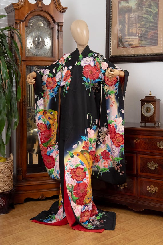 DEAR VANILLA Authentic Traditional Japanese Kakeshita Wedding Kimono for Women Vintage Silk Robe Made in Japan KST-0062
