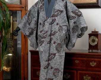 DEAR VANILLA Authentic Vintage Men's Kimono Juban Traditional Japanese Undergown Robe Made in Japan Original MJU-0160