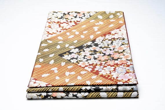 DEAR VANILLA Authentic Japanese Kimono Silk Fukuro Obi for Women Vintage Sash Belt Made in Japan OB-0329