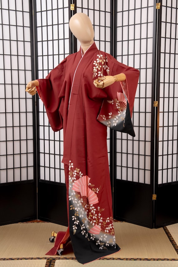 DEAR VANILLA Authentic Traditional Japanese Kimono for Women Vintage Dress Robe Made in Japan Genuine Original KM-0637