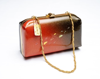 DEAR VANILLA Authentic Japanese Kimono Enamel Purse Handbag Vintage Made in Japan PU-0344