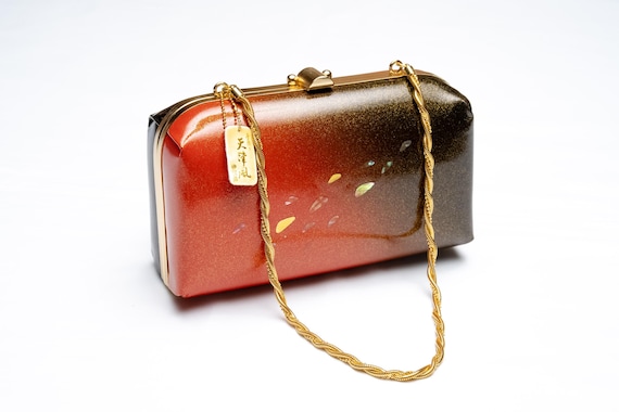DEAR VANILLA Authentic Japanese Kimono Enamel Purse Handbag Vintage Made in Japan PU-0344