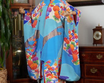 DEAR VANILLA Authentic Traditional Japanese Kakeshita Wedding Kimono for Women Vintage Silk Robe Made in Japan KST-0055