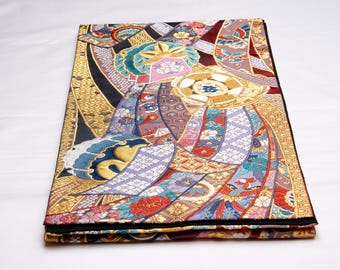 DEAR VANILLA Authentic Japanese Kimono Silk Fukuro Obi for Women Vintage Sash Belt Made in Japan OB-0412