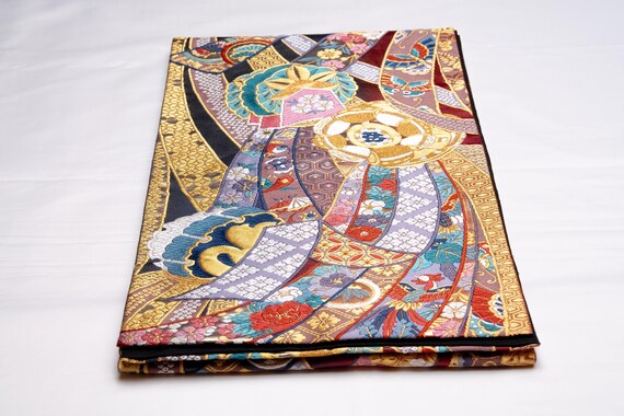 DEAR VANILLA Authentic Japanese Kimono Silk Fukuro Obi for Women Vintage Sash Belt Made in Japan OB-0412