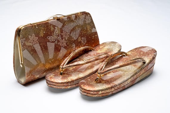 DEAR VANILLA Authentic Japanese Kimono Purse Handbag Zori Set Vintage Made in Japan PU-0371