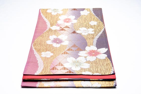 DEAR VANILLA Authentic Japanese Kimono Silk Fukuro Obi for Women Vintage Sash Belt Made in Japan OB-0345