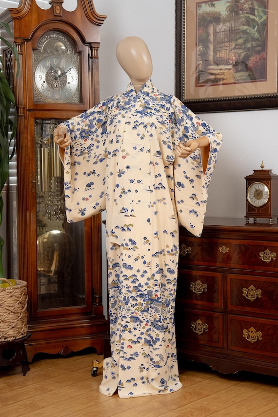 DEAR VANILLA Authentic Traditional Japanese Kimono for Women Vintage Dress Robe Made in Japan Genuine Original KM-0621