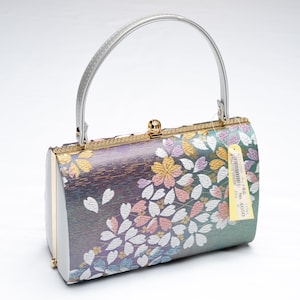 QUERIDA VAINILLA Auténtico bolso de mano japonés con esmalte de kimono, vintage, hecho en Japón PU-0347