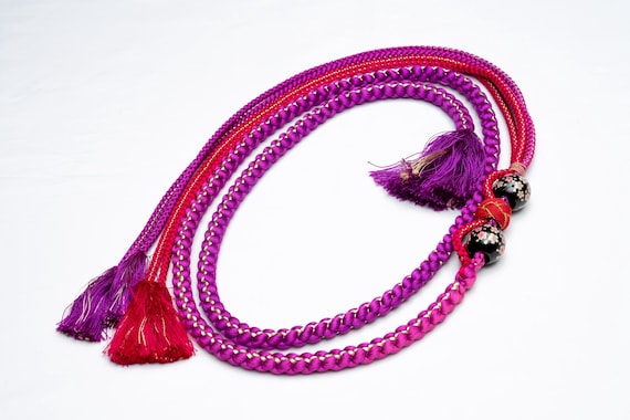 DEAR VANILLA Japanese Ornament Obijime Cord for Furisode Kimono Silk Obi Belt Fastener Accessory Rope Made in Japan OCF-0115