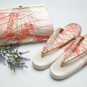 DEAR VANILLA Auténtico bolso de kimono japonés y juego Zori 23,5 cm Vintage hecho en Japón PU-0226