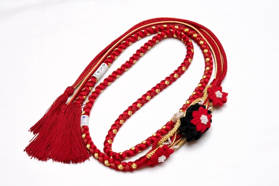 DEAR VANILLA Japanese Ornament Obijime Cord for Furisode Kimono Silk Obi Belt Fastener Accessory Rope Made in Japan OCF-0104