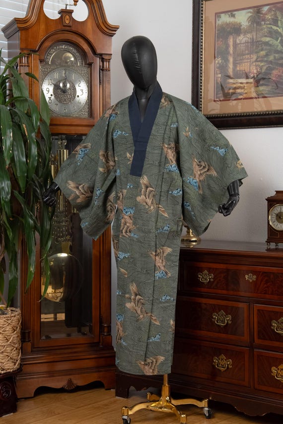 DEAR VANILLA Authentic Vintage Men's Kimono Juban Traditional Japanese Undergown Robe Made in Japan Original MJU-0182