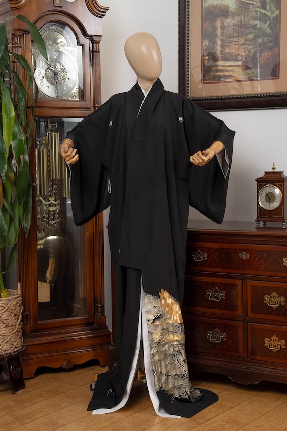 DEAR VANILLA Authentic Traditional Japanese Tomesode Silk Kimono for Women Vintage Robe Made in Japan KMT-0225