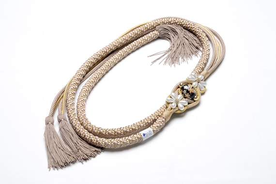 DEAR VANILLA Japanese Ornament Obijime Cord for Furisode Kimono Silk Obi Belt Fastener Accessory Rope Made in Japan OCF-0074