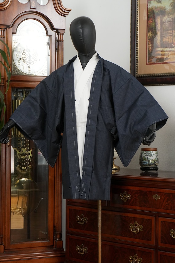 DEAR VANILLA Authentic Japanese Kimono Haori Men's Traditional Silk Jacket Made in Japan Vintage MHA-0200
