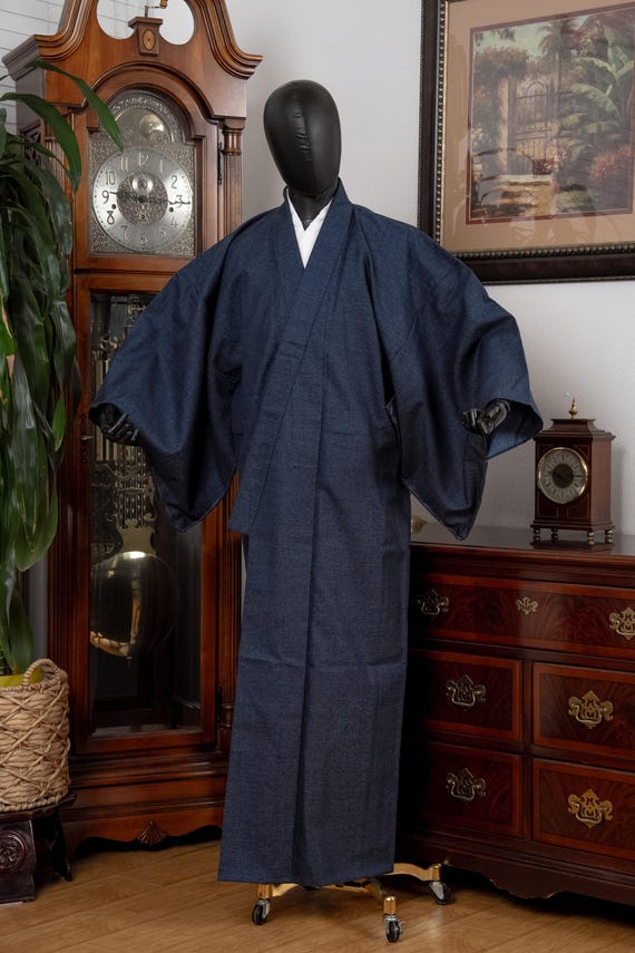 DEAR VANILLA Authentic Vintage Traditional Men's Kimono Japanese Robe Gown Samurai Made in Japan MKM-0214