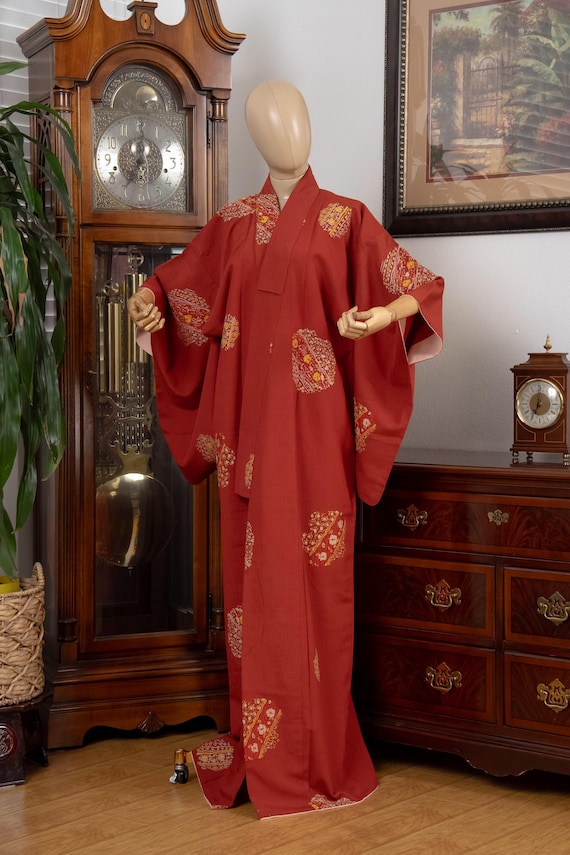DEAR VANILLA Authentic Traditional Japanese Kimono for Women Vintage Dress Robe Made in Japan Genuine Original KM-0577