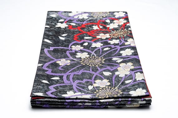 DEAR VANILLA Authentic Japanese Kimono Silk Fukuro Obi for Women Vintage Sash Belt Made in Japan OB-0333