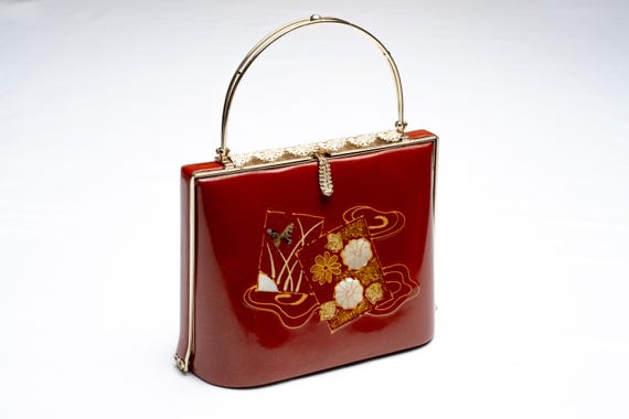 DEAR VANILLA Authentic Japanese Kimono Enamel Purse Handbag Vintage Made in Japan PU-0341