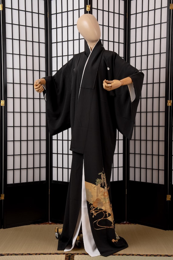 DEAR VANILLA Authentic Traditional Japanese Tomesode Silk Kimono for Women Vintage Robe Made in Japan KMT-0246