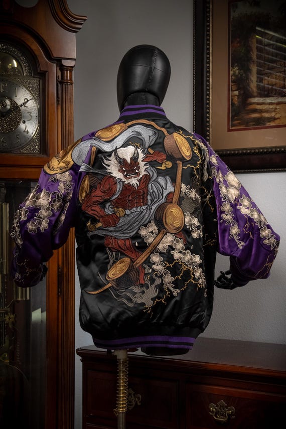 DEAR VANILLA Sukajan Yokosuka Bomber Embroidery Souvenir Jacket Japanese Style Dragon Tiger Phoenix Oni Lion SKJ-0009