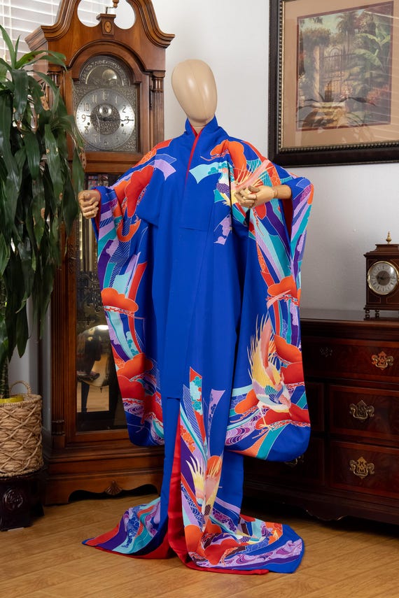 DEAR VANILLA Authentic Traditional Japanese Kakeshita Wedding Kimono for Women Vintage Silk Robe Made in Japan KST-0068