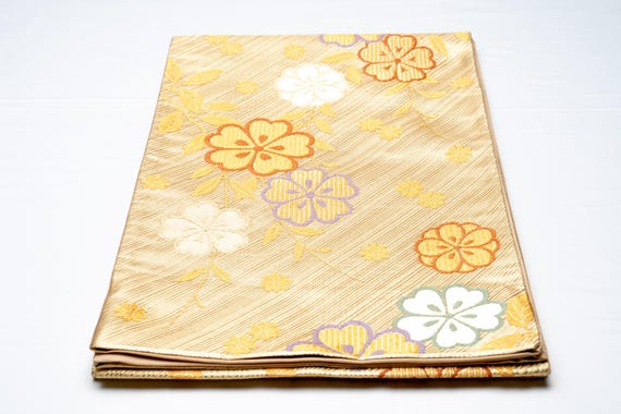 DEAR VANILLA Authentic Japanese Kimono Silk Fukuro Obi for Women Vintage Sash Belt Made in Japan OB-0325