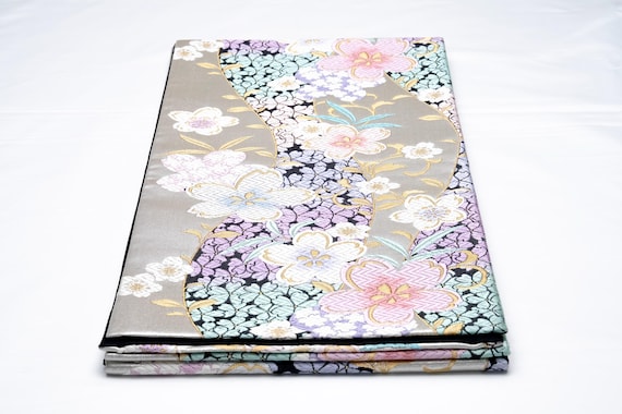 DEAR VANILLA Authentic Japanese Kimono Silk Fukuro Obi for Women Vintage Sash Belt Made in Japan OB-0401