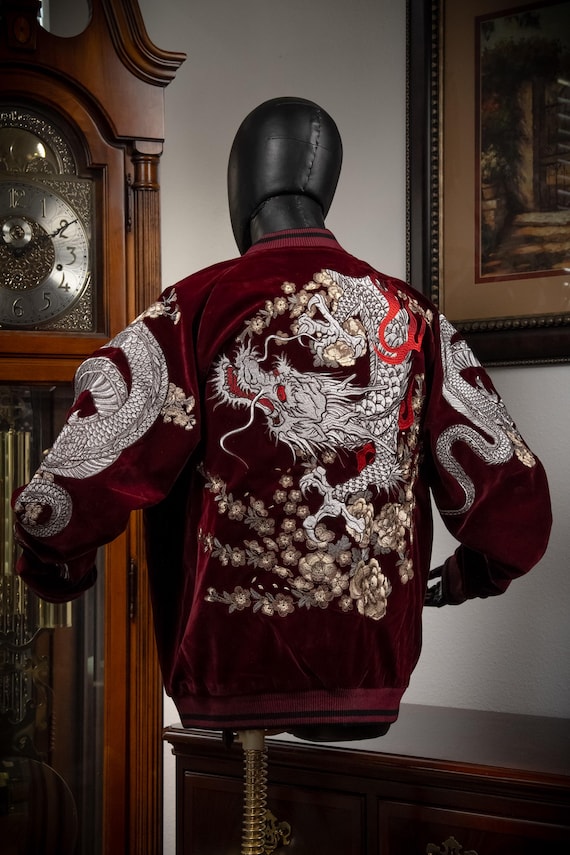 DEAR VANILLA Sukajan Yokosuka Bomber Embroidery Souvenir Jacket Japanese Style Dragon Tiger Phoenix Oni Lion SKJ-0015