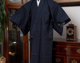DEAR VANILLA Authentic Vintage Traditional Men's Kimono Japanese Robe Gown Samurai Made in Japan MKM-0215