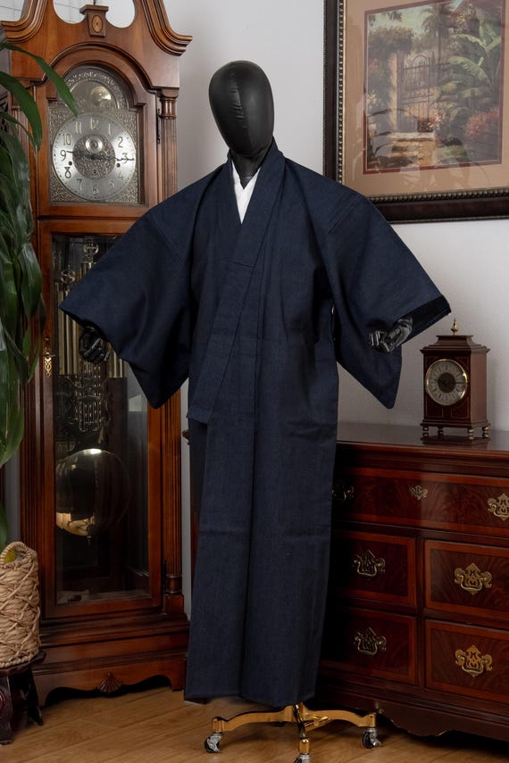 DEAR VANILLA Authentic Vintage Traditional Men's Kimono Japanese Robe Gown Samurai Made in Japan MKM-0215
