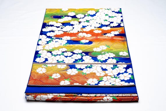 DEAR VANILLA Authentic Japanese Kimono Silk Fukuro Obi for Women Vintage Sash Belt Made in Japan OB-0377
