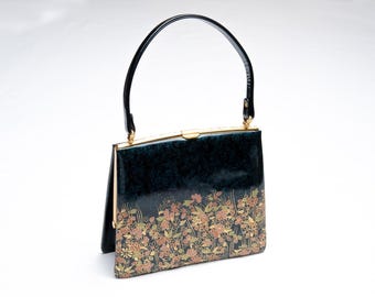 DEAR VANILLA Authentic Japanese Kimono Enamel Purse Handbag Vintage Made in Japan PU-0349