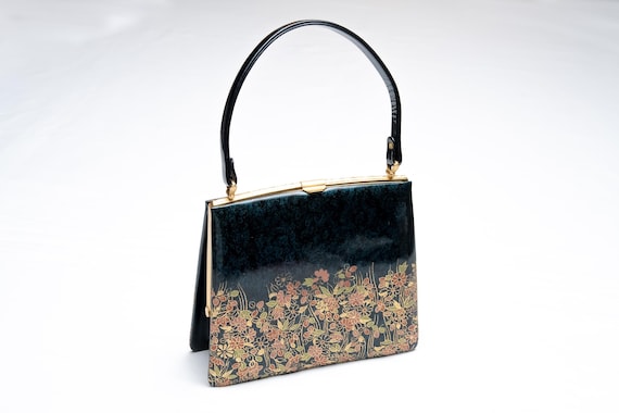 DEAR VANILLA Authentic Japanese Kimono Enamel Purse Handbag Vintage Made in Japan PU-0349