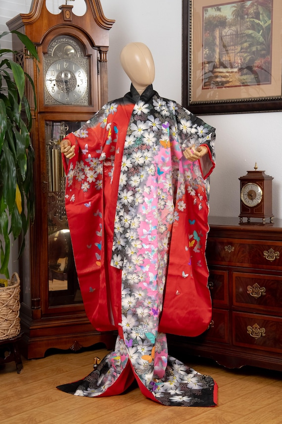 DEAR VANILLA Authentic Traditional Japanese Kakeshita Wedding Kimono for Women Vintage Silk Robe Made in Japan KST-0075